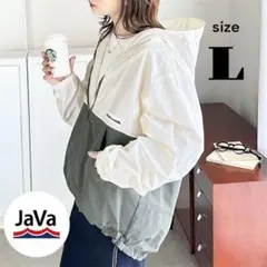Javaジャバコラボ フード付きナイロンジャケット オーバーサイズ アウターL
