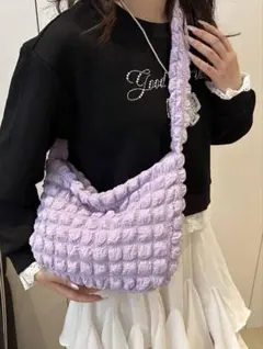 ポップコーン生地 ショルダーバッグ パープルのサムネイル