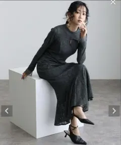 プールヴー　大人シルエットの美ラインワンピース　総レース2wayドレス