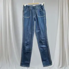 ソウルドリー デニム風パンツ Sサイズ ウエストゴム ストレッチ 細見え効果