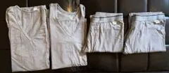 UNIQLO HEATTECH L グレー Vネック半袖＆タイツ 上下 2セット