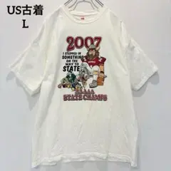 【ヘインズ】半袖Tシャツ US古着 アメリカ古着 アメフト ホワイト Lサイズ