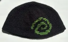 クラッシャーハット　ビーニー　ブラック×グリーン（渦巻き）