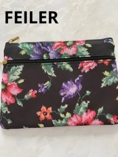 FEILER 花柄ポーチ 黒