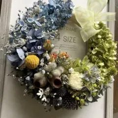 ドライフラワー ハーフリース ハイブリッドスターチス&ブルー