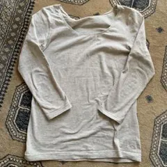 無印良品 綿であったかＵネック八分袖Ｔシャツ婦人Ｍ・ライトベージュ