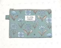 ポーチ　ブルー系　花柄　通帳お薬手帳入れ　マルチケース　ハンドメイド