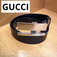 【美品】GUCCI グッチ　ブラック　レザーベルト　レディース