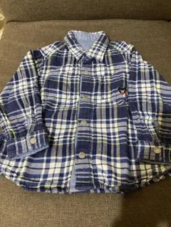 ミキハウス DOUBLE.B ネイビーチェック シャツ　トップス 90