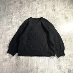 VESTIAMO Vネックニット ブラック 4L 大きいサイズ オーバーサイズ