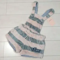 【新品】JENNI もこもこ サロペット（130／ピンク×グレー）