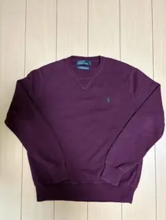 ラルフローレン コットンニット L 刺繍ロゴ バーガンディ