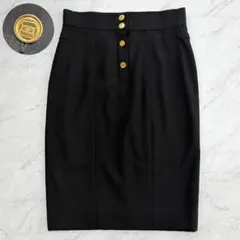 ✨極希少・美品✨シャネル ひざ丈スカート マトラッセボタン ココマーク ブラックのサムネイル