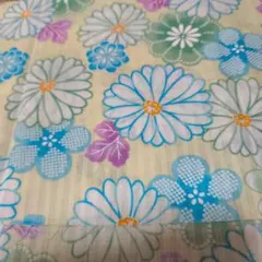 和柄　花模様　寒色　約110✕50 生地　はぎれ　ハンドメイド