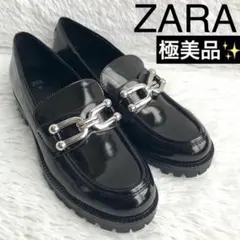 23 未使用級 DIANA ローファー エナメル 黒 ホースビット 金具 厚底 