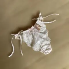 Tバックショーツ サイズM 白ホワイトレース リボン結び