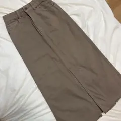 レディース秋服　GU デニムスリットナローロングスカート ブラウン　S