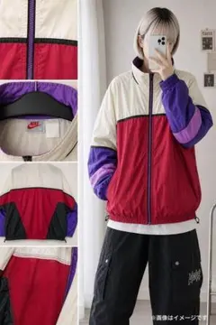 90s NIKE ナイロンジャケット マルチカラー 切替 刺繍ロゴ M
