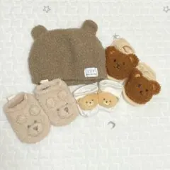 【美品】ベビー靴下3足・クマ耳ニット帽セット