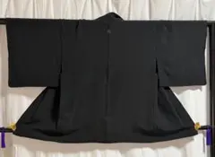 正絹　黒　単衣羽織　羽織紐付き