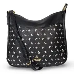 美品 COACH コーチ ショルダーバッグ 花柄 レザー 本革 黒