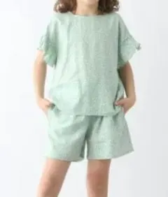 【新品タグ付】グローバルワーク リネンレーヨンセットアップ ミント小花柄 150