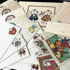 おしゃれ　ハンドメイド　レターセットカードart handmade cards