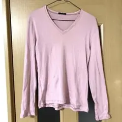 ☆美品　SISLEY ピンク Vネック 長袖カットソー　シスレーイタリーロンT