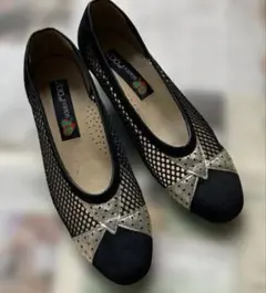 GOLDEN FOOT パンプス メッシュ ブラック ゴールド
