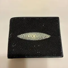 エイ革 二つ折り財布 ブラックのサムネイル
