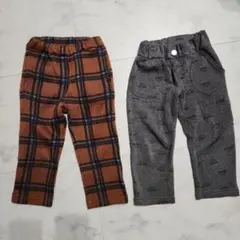 キッズパンツ2点セット オレンジ・グレー