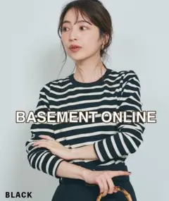 【美品】　BASEMENT ONLINE クルーネックボーダートップス　ボーダー