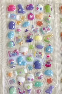 かわいいキャラクター　　ボンボンドロップ風シール　立体シール　恐竜