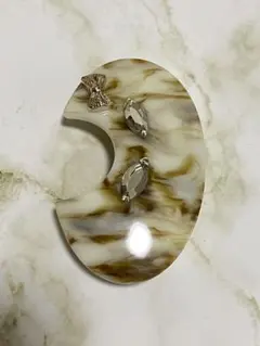 【暗所保管】【レトロ】マーブル模様オーバル型ヘアピン