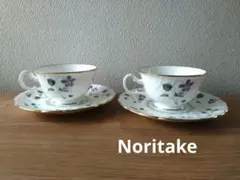 OldNoritake　スミレ花柄カップ・ソーサー2個セット