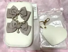 ROJITA ノベルティ ハートビジューリボンマルチ ミニショルダー ホワイト