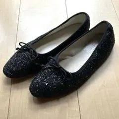 MOHI ブラック グリッター バレエシューズ