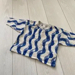 プチバトー　ロンTシャツ　12m74cm 総柄　ブルー