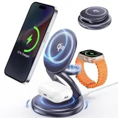 RORRY Qi2認証 360°回転式充電スタンドワイヤレス充電器 15W