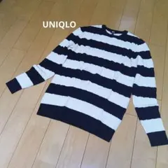 UNIQLO コットンカシミヤ ケーブルクルーネック セーター 長袖 ボーダー