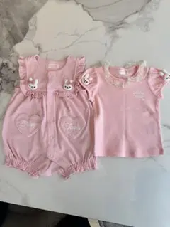 新品未使用 Shirley Temple うさちゃんピンクロンパース セット売り