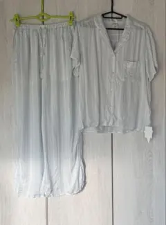 未使用　GELATO PIQUE ストライプ半袖シャツ+ロングパンツ 上下セット