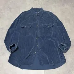 90s ヴィンテージ NorthCrest太 畝コーデュロイシャツ XL 青
