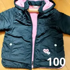 ELLEエル❤️黒 ダウンコート100 アウター防寒着ジャンパー水玉 90女の子