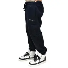 新品 Champion ロゴ刺繍 ブラック スウェット ジョガー カーゴパンツ