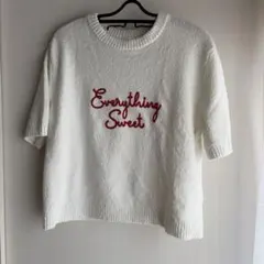 H&M 半袖ニット Everything Sweet ホワイト M