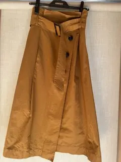 ROSE BUD ローズバッド　マスタードAラインスカート ウエストベルト付き