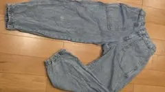ライトブルー デニムカジュアルパンツ ゴム裾