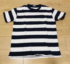 GU ネイビー/ホワイトストライプ Tシャツ