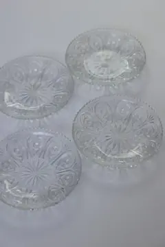 アンティークガラス製デザート皿 4個セット